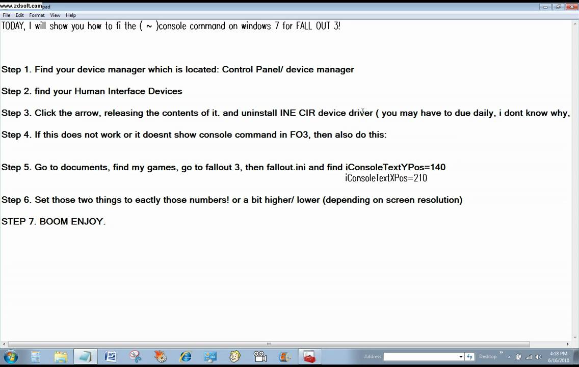 Windows 7 Console Command